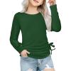 Arshiner Girls Long Sleeve Shirts Ruched Knot Side Tunic Blouse Tee Tops(Green)