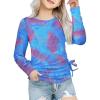 Arshiner Girls Long Sleeve Shirts Ruched Knot Side Tunic Blouse Tee Tops(Tie Dye-blue)