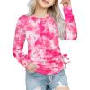 Arshiner Girls Long Sleeve Shirts Ruched Knot Side Tunic Blouse Tee Tops(Tie-dye 1)