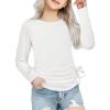 Arshiner Girls Long Sleeve Shirts Ruched Knot Side Tunic Blouse Tee Tops(White)