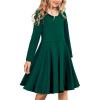 imageArshiner Girls Long Sleeve Stretchy Dress A line Twirly Skater School Party DressDark Green