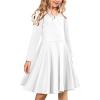 imageArshiner Girls Long Sleeve Stretchy Dress A line Twirly Skater School Party DressWhite