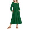 Arshiner Girls Maxi Dresses Lantern Long Sleeve Casual Holiday Dress with Pockets for 5-14 Y(Dark Green)