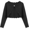 Arshiner Girls Open Front Bolero Shrug Kids Long Sleeve Cropped Elegant Cardigan Knit Sweater(Black)