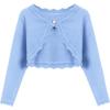 Arshiner Girls Open Front Bolero Shrug Kids Long Sleeve Cropped Elegant Cardigan Knit Sweater(Clear Blue)