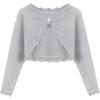 Arshiner Girls Open Front Bolero Shrug Kids Long Sleeve Cropped Elegant Cardigan Knit Sweater(Light Grey)