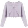 Arshiner Girls Open Front Bolero Shrug Kids Long Sleeve Cropped Elegant Cardigan Knit Sweater(Light Purple)