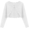 Arshiner Girls Open Front Bolero Shrug Kids Long Sleeve Cropped Elegant Cardigan Knit Sweater(White)