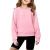 Arshiner Girls Sweatshirt Crop Tops for Teens Cropped Crewneck Pullover Ribbed Long Sleeve Shirts Thumb Hole(Light Pink)