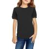 Arshiner Girls T Shirts Puff Short Sleeves with Polka Swiss Dots Tops for Kids Casual Summer Blouse Tunic Tee Tops(Black)