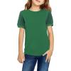 Arshiner Girls T Shirts Puff Short Sleeves with Polka Swiss Dots Tops for Kids Casual Summer Blouse Tunic Tee Tops(Forest Green)