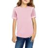 Arshiner Girls T Shirts Puff Short Sleeves with Polka Swiss Dots Tops for Kids Casual Summer Blouse Tunic Tee Tops(Pink)