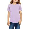 Arshiner Girls T Shirts Puff Short Sleeves with Polka Swiss Dots Tops for Kids Casual Summer Blouse Tunic Tee Tops(Purple)