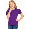 Arshiner Girls T Shirts Twist Short Sleeve Summer Shirts Fashion Crewneck Tops Tee Blouse(Dark Purple)