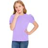 Arshiner Girls T Shirts Twist Short Sleeve Summer Shirts Fashion Crewneck Tops Tee Blouse(Purple)