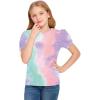 Arshiner Girls T Shirts Twist Short Sleeve Summer Shirts Fashion Crewneck Tops Tee Blouse(Tie Dye Purple)