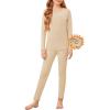 Arshiner Girls Thermal Underwear Set Long Johns Cold Weather Kids Base Layer Top Bottom(Khaki)