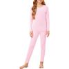 Arshiner Girls Thermal Underwear Set Long Johns Cold Weather Kids Base Layer Top Bottom(Light Pink)
