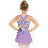 Arshiner Kid Girls Hollow Back Ballet Leotard with Skirt Sleeveless Dance Dresses(Purple Gradient Leopard)