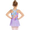 Arshiner Kid Girls Hollow Back Ballet Leotard with Skirt Sleeveless Dance Dresses(Purple Mermaid)