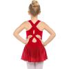 Arshiner Kid Girls Hollow Back Ballet Leotard with Skirt Sleeveless Dance Dresses(Red)