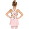 Arshiner Kid Girls Hollow Back Ballet Leotard with Skirt Sleeveless Dance Dresses(White Floral)