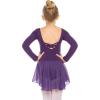 Arshiner Kids Girls Classic Long Sleeve Leotard Dance Ballet Dress(Dark Purple)