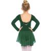 Arshiner Kids Girls Classic Long Sleeve Leotard Dance Ballet Dress(Green)