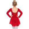 Arshiner Kids Girls Classic Long Sleeve Leotard Dance Ballet Dress(Red)