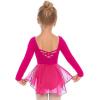 Arshiner Kids Girls Classic Long Sleeve Leotard Dance Ballet Dress(Rose Red)