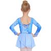 Arshiner Kids Girls Classic Long Sleeve Leotard Dance Ballet Dress(Snowflake Blue)