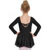 Arshiner Kids Girls Classic Long Sleeve Leotard Dance Ballet Dress(Z_black)