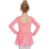 Arshiner Kids Girls Classic Long Sleeve Leotard Dance Ballet Dress(Z_dark Pink)