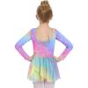 Arshiner Kids Girls Classic Long Sleeve Leotard Dance Ballet Dress(Z_rainbow Star)
