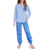 Arshiner Pajamas for Girls Long Sleeve Pjs Set Soft Lounge Sets Ankle Cuff Sleepwear(Blue Star)