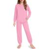 Arshiner Pajamas for Girls Long Sleeve Pjs Set Soft Lounge Sets Ankle Cuff Sleepwear(Pink)