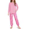 Arshiner Pajamas for Girls Long Sleeve Pjs Set Soft Lounge Sets Ankle Cuff Sleepwear(Pink Flower)