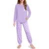 Arshiner Pajamas for Girls Long Sleeve Pjs Set Soft Lounge Sets Ankle Cuff Sleepwear(Purple Star Moon)
