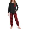 Arshiner Pajamas for Girls Long Sleeve Pjs Set Soft Lounge Sets Ankle Cuff Sleepwear(Red Black Plaid)