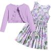 Arshiner Toddler Dress and Cardigan Girl Floral Print Sleeveless Sundress and Long Sleeve Shrugs Sets(Purple-butterfly)