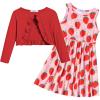 Arshiner Toddler Dress and Cardigan Girl Floral Print Sleeveless Sundress and Long Sleeve Shrugs Sets(Red-strawberry)
