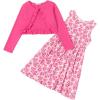 Arshiner Toddler Dress and Cardigan Girl Floral Print Sleeveless Sundress and Long Sleeve Shrugs Sets(Rose Pink-heart)
