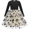 Arshiner Toddler Girl Tutu Dress Fall Winter Long Sleeve Star Sequin Holiday Party Tulle Dresses 2-6Y(Black Flowers)