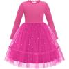 Arshiner Toddler Girl Tutu Dress Fall Winter Long Sleeve Star Sequin Holiday Party Tulle Dresses 2-6Y(Hot Pink)