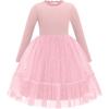 Arshiner Toddler Girl Tutu Dress Fall Winter Long Sleeve Star Sequin Holiday Party Tulle Dresses 2-6Y(Pink)