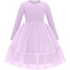 Arshiner Toddler Girl Tutu Dress Fall Winter Long Sleeve Star Sequin Holiday Party Tulle Dresses 2-6Y(Purple)