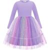 Arshiner Toddler Girl Tutu Dress Fall Winter Long Sleeve Star Sequin Holiday Party Tulle Dresses 2-6Y(Purple Rainbow)