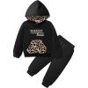 Arshiner Toddler Girl’s 2Pcs Outfits Clothing Sets Long Sleeve Hoodie Sweatshirt Pants Set with Pockets Fall Winter Clothes(Black Leopard)
