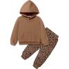 Arshiner Toddler Girl’s 2Pcs Outfits Clothing Sets Long Sleeve Hoodie Sweatshirt Pants Set with Pockets Fall Winter Clothes(Leopard)
