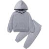 Arshiner Toddler Girl’s 2Pcs Outfits Clothing Sets Long Sleeve Hoodie Sweatshirt Pants Set with Pockets Fall Winter Clothes(Light Grey)